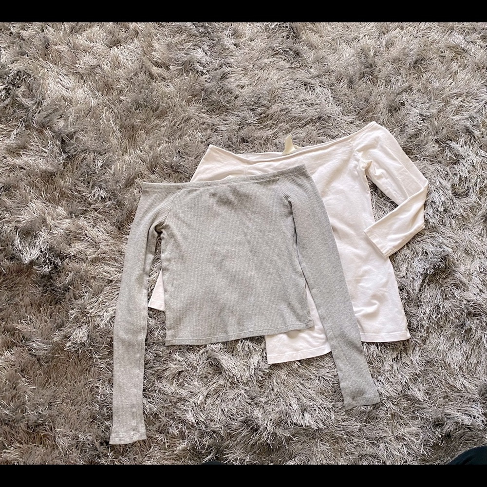 SOLD of HM & Bershka tops off shoulder + long sleeves